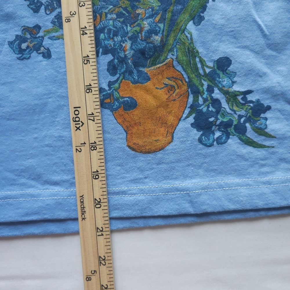 Van Gogh Flowers Graphic T-Shirt Blue Size X Large Relaxed Fit Short Sleeve - Picture 5 of 10